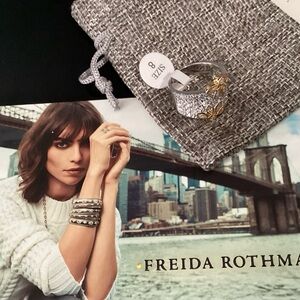 New Freida Rothman Collection Silver/Gold Ring with CZ